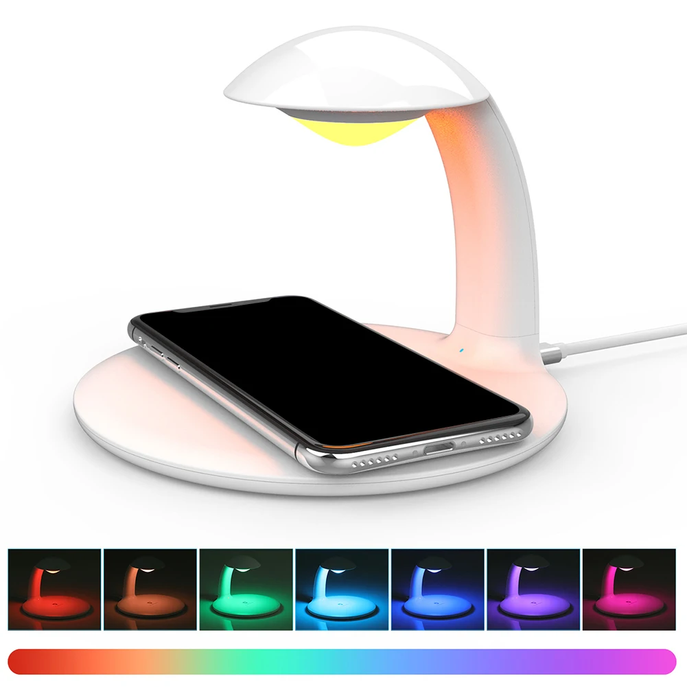 Desktop 2 IN 1 Colorful Gift Touch Control Bedside Fast Home Universal Station Wireless Charger Night Light Modern Dimmable