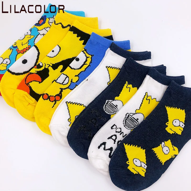 Носки Lilacolor Женские Короткие хлопковые Мультяшные носки в стиле Харадзюку