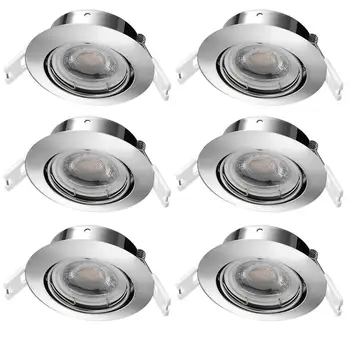 

YUNLIGHTS 6pcs 6W LED Dimmable Recessed Ceiling Downlight Adjustable LED Retrofit Lighting Fixture (Warm White Light)