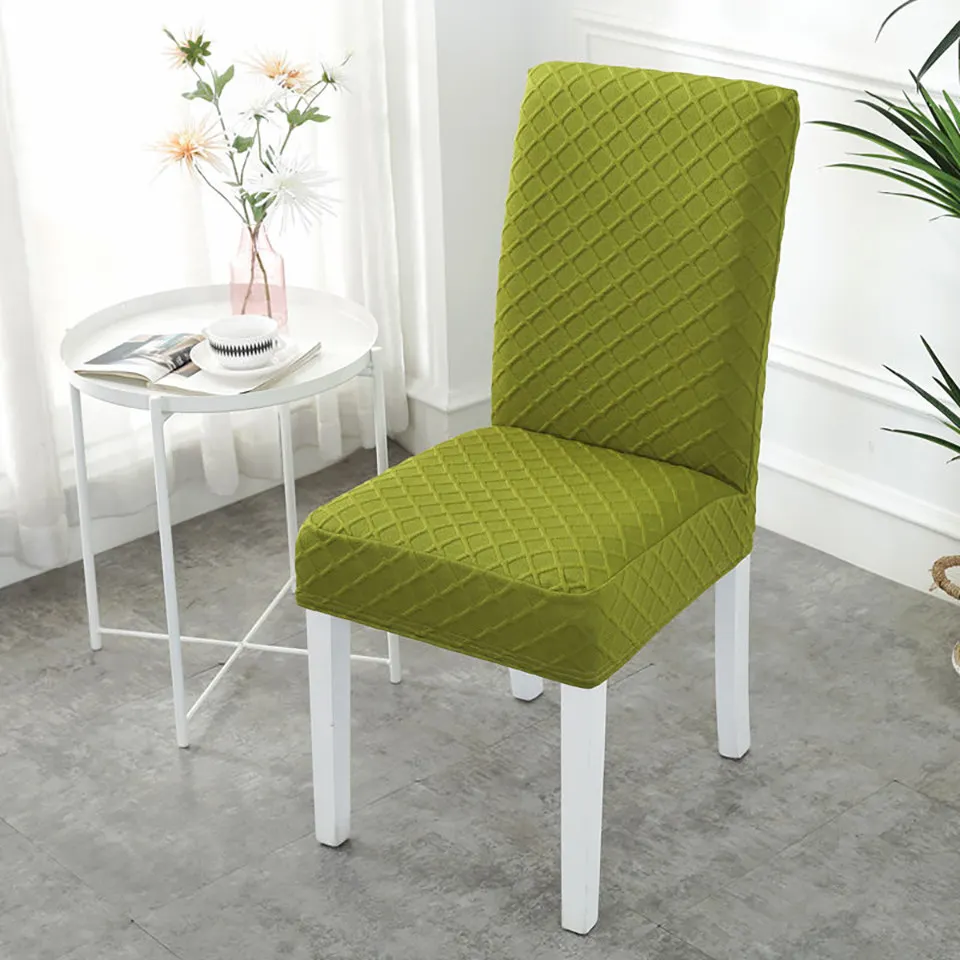 Толстый материал чехлы на кресла стрейч для кухни/свадьбы эластичные чехлы на кресла спандекс обеденный стул крышка с задней - Цвет: Зеленый