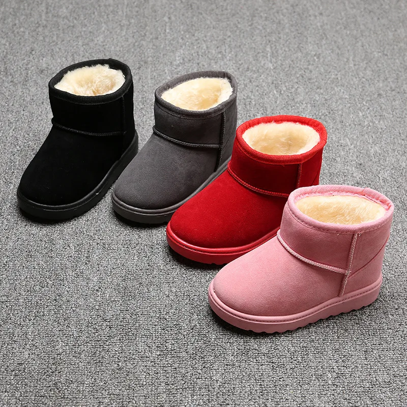 Snow boots kids children's shoes winter autumn Solid color girls boots Plush warm cotton boots short boots boys Ankle Boots