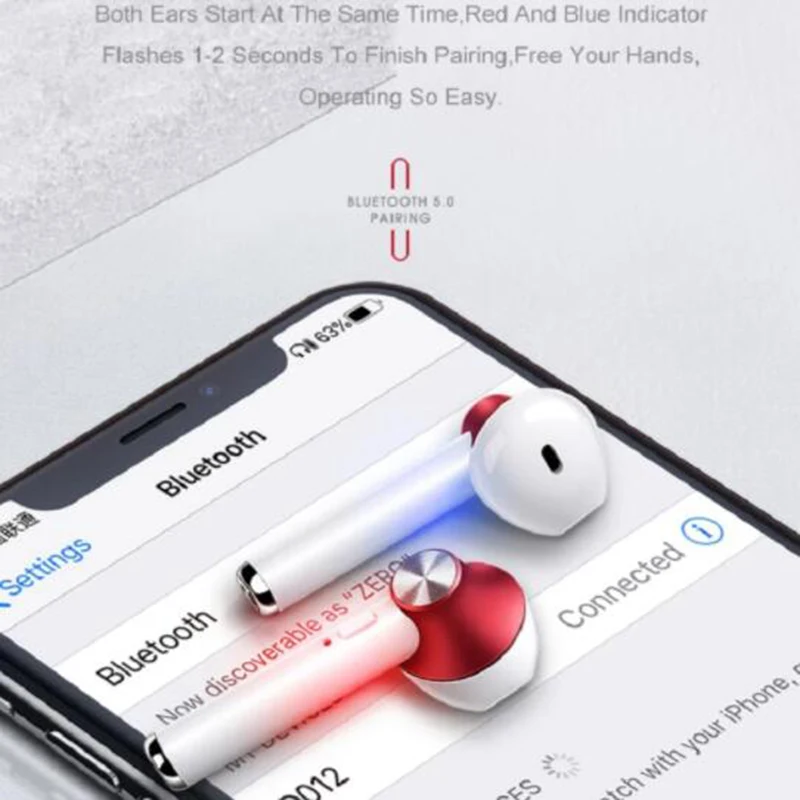 D012 TWS   Wireless Bluetooth 5.0 In-Ear Headphones Stereo Headset Earbuds Running  Sport  Earphones  With Mic