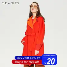 Me& city, Женское шерстяное пальто, двусторонняя верхняя одежда, зимняя одежда с поясом, офисное Женское пальто, модное, теплое, тонкое, элегантное пальто