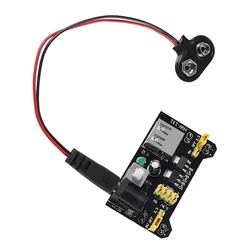 Módulo de fuente de alimentación de placa de pruebas sin soldadura, 4 piezas, 3,3 V, 5V, MB102, con Clip de batería de 9V, Cable de alimentación macho de 2,1x5,5mm para Arduino