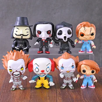 

It Pennywise Saw Billy Scream Death Child's Play Chucky V for Vendetta PVC Decoration Collection Model Kids Gifts 8pcs/set