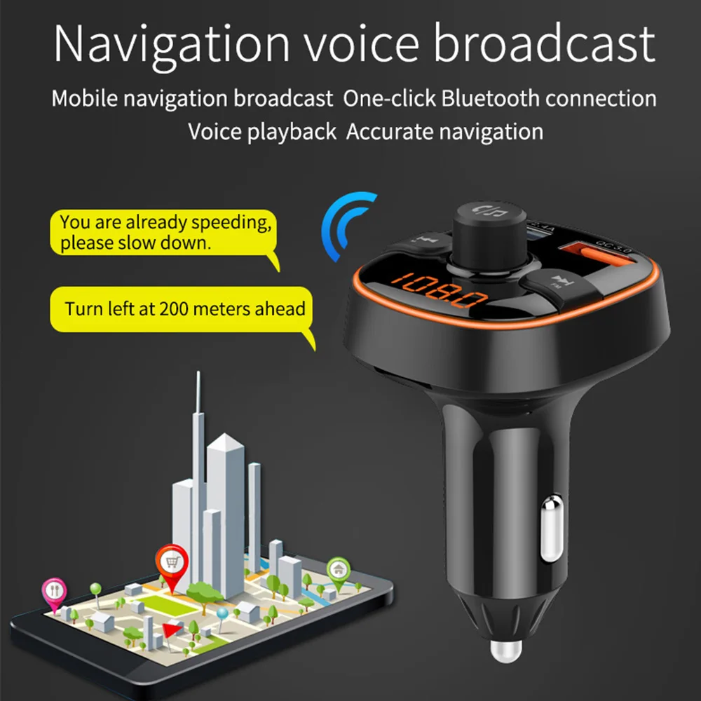 Fm-передатчик, беспроводной Bluetooth 5,0, Handsfree, Автомобильный mp3 плеер, Bluetooth, комплект, FM модулятор, двойное USB зарядное устройство, RGB светильник