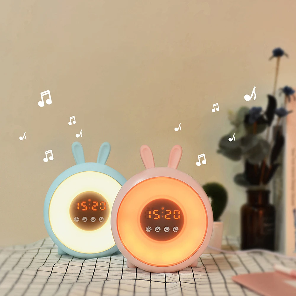 Мультфильм Sunrise Wake Up Light Будильник для студента умный сон Спальня прикроватный светодиодный пресс маленький будильник