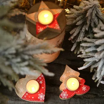 

Christmas Candlestick Decorations Wooden Love Five-pointed Star Candlestick Candle Decoration Box Atmosphere