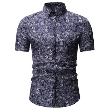 

2020 Men Shirt Summer Style Palm Tree Print Beach Hawaiian Shirt Men Casual Short Sleeve Hawaii Shirt Chemise Homme 3XL 23 color