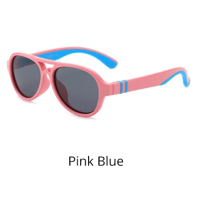 Pink Blue Ralferty, высокое качество, детские солнцезащитные очки, поляризационные, гибкие, авиаторы, солнцезащитные очки, UV400, модные, для девочек и мальчиков, детские, уличные очки, K8028 - Цвет линз: Pink Blue