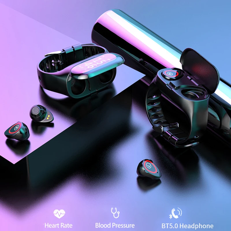Смарт браслеты Bluetooth наушники TWS сенсорный экран Браслет Пульс водонепроницаемый