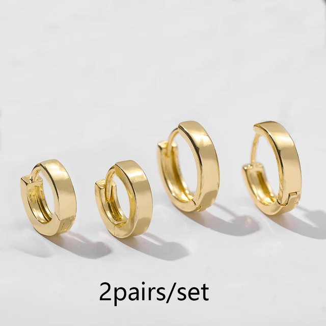 Gold Silver Color Stainless Steel Hoop Earrings for Women Small Simple Round Circle Huggies Ear Rings Steampunk Accessories 214901