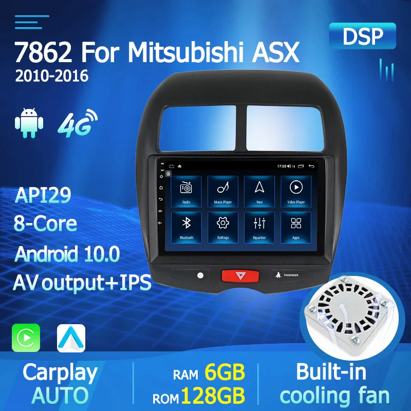 Автомагнитола 2 din 8 ядер 6 ГБ + 128 Гб DSP Android 10 0 мультимедийный видеоплеер для Mitsubishi