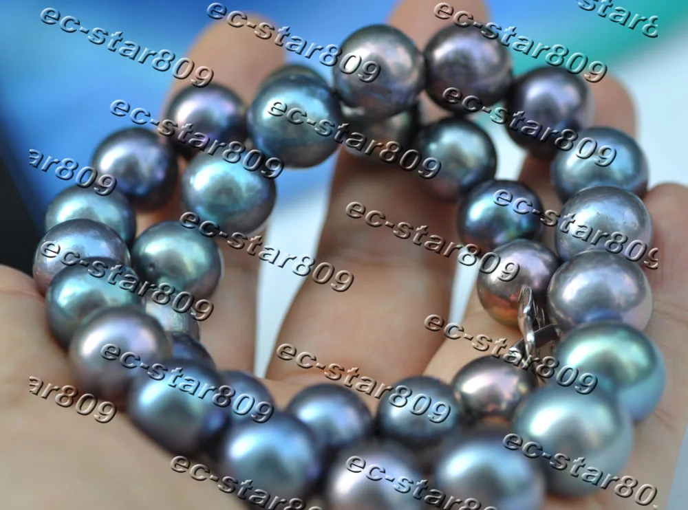 

Ожерелье Z11493 с большим жемчугом Кеши 17 дюймов 16 мм, с круглым павлином, черного цвета