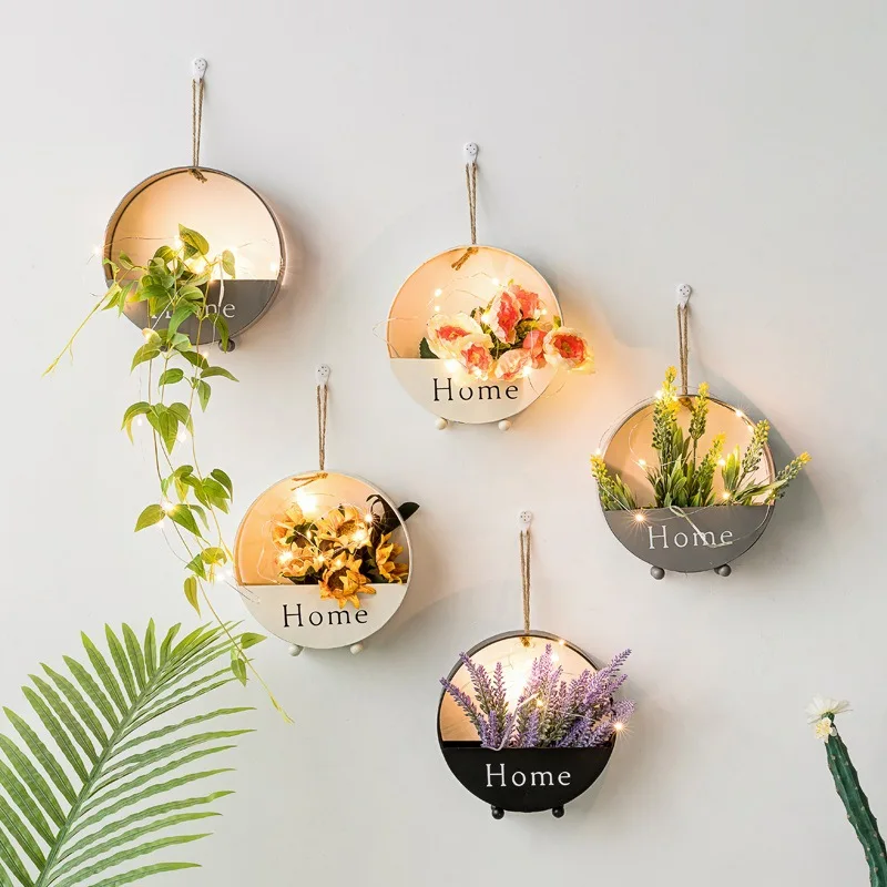 

1PCS Nordic INS Plastic Hanging Basket Indoor Living Dining Room Background Wall Decoration Creative Balcony Hanging Decoration