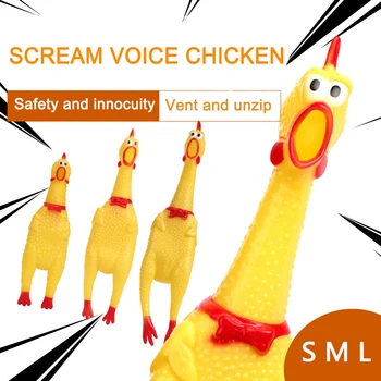 

Pet Dog Toys PVC Enamel Material Rubber Screaming Chicken Squeak Toys Squeeze Sound And Bite Dog Toys 3 Size