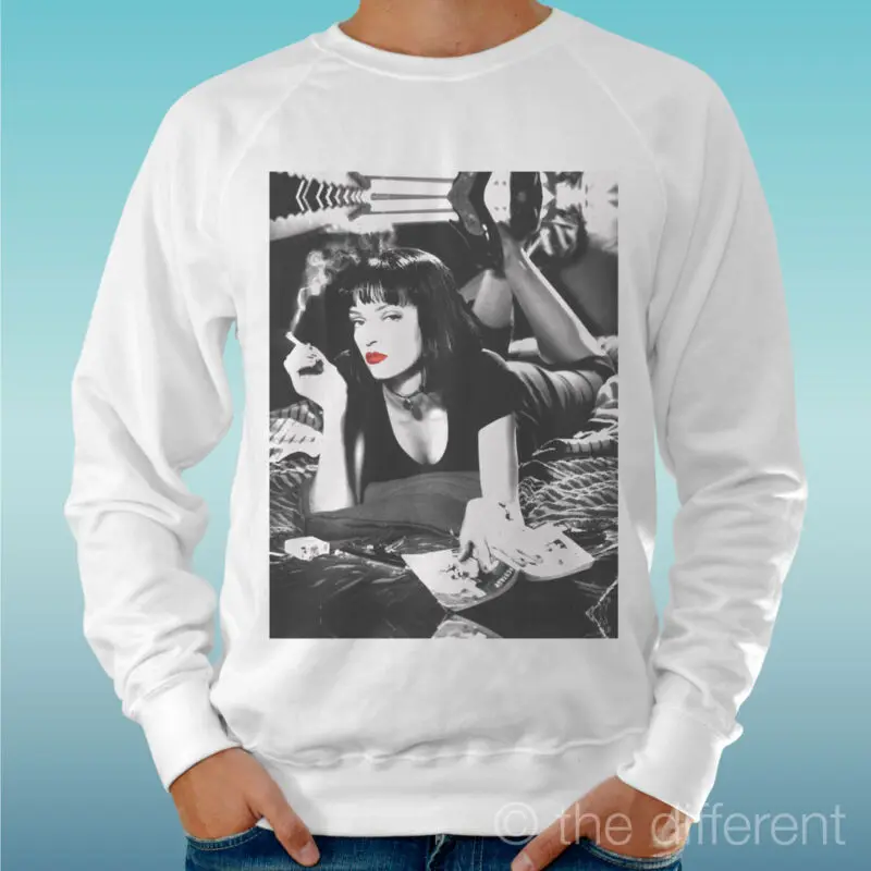 Sweatshirt mens light sweater white &amp#034pulp fiction uma Film&amp#034 road | Мужская одежда