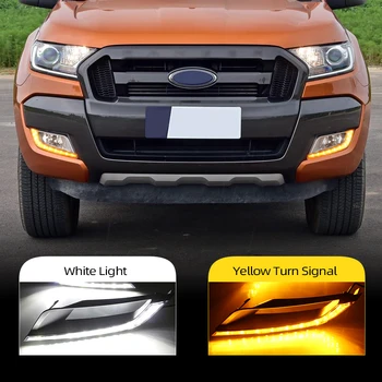 

CSCSNL 1 set LED DRL daytime running lights daylight yellow turn signal fog lamp for Ford ranger 2015 2016 2017 2018