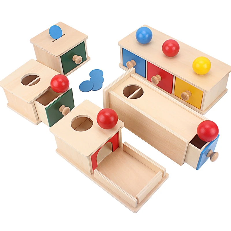 Montessori Wood Match Permanent Box Toddler Infant Draw Box 8-12 Month Toys for Baby Newborn Gift Hand & Feet Finders Small Size afbeelding