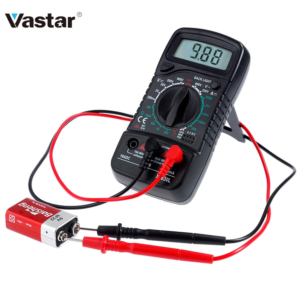 Vastar портативный мультиметр 1999 XL830L AC/DC Цифровой ЖК-измеритель с голубой