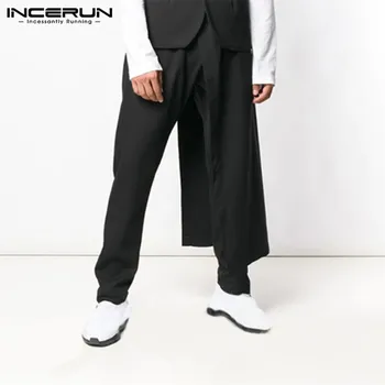 

INCERUN 2020 Solid Color Men Pants Elastic Waist Streetwear Casual Harem Trousers Men Fashion Personality Irregular Pants S-5XL