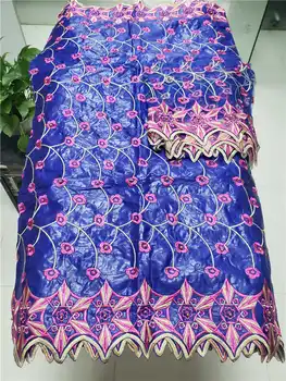 

hot sales Gezner African Bazin riche lace with beads fabric with scarf for Woman Evening Party Dresses royalblue free shipping