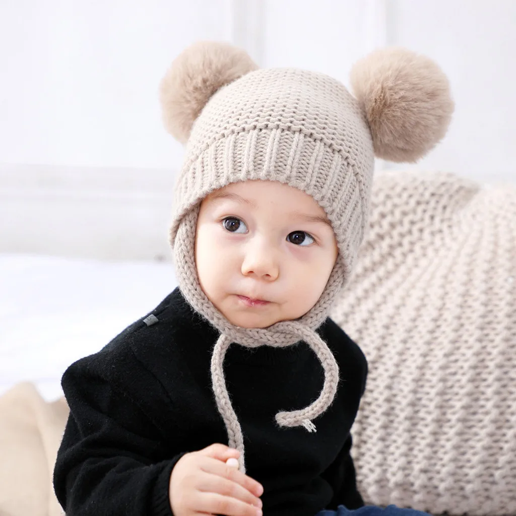 Теплая вязаная шапка-ушанка для маленьких мальчиков и девочек, Модная вязаная шапка, используемая для сохранения тепла и стиля# BE