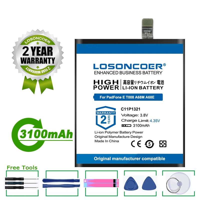LOSONCOER Батарея Новый C11P1321 3100 мА/ч для Asus A68M PadFone E T008 A68E A68S мобильный телефон |
