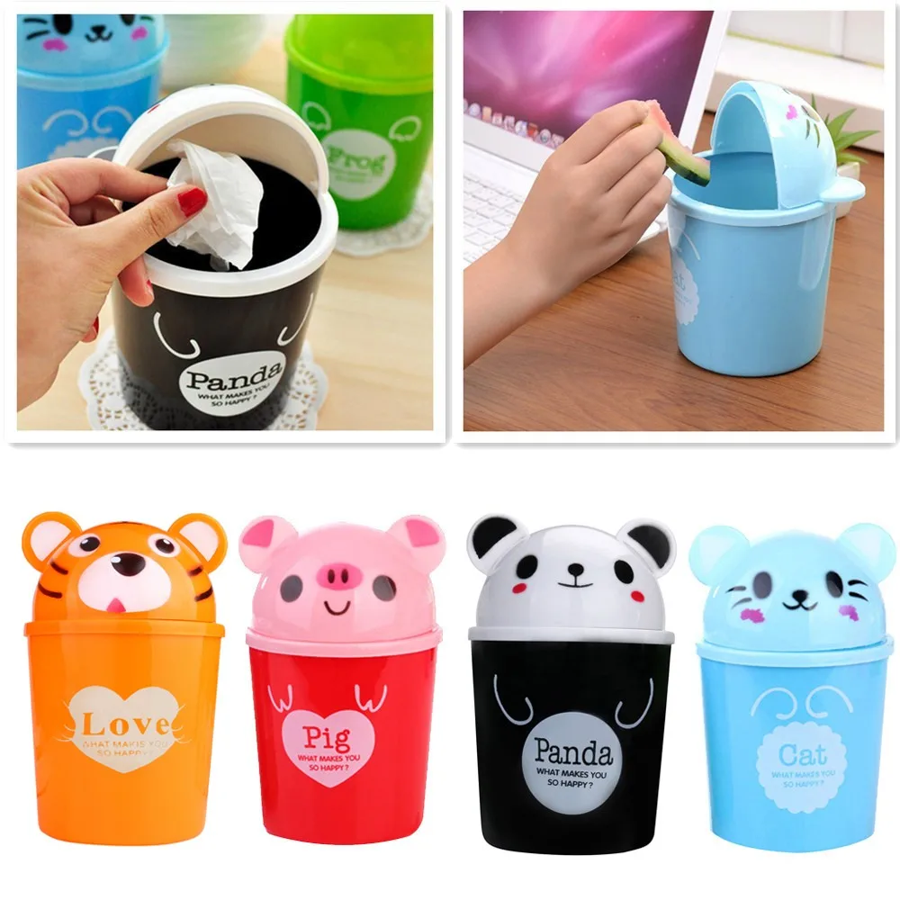 

Mini Waste Bin Desktop Garbage Basket Table Home Trash Can Roll Swing With Lid Trumpet Desktops Mini Creative Trash Can