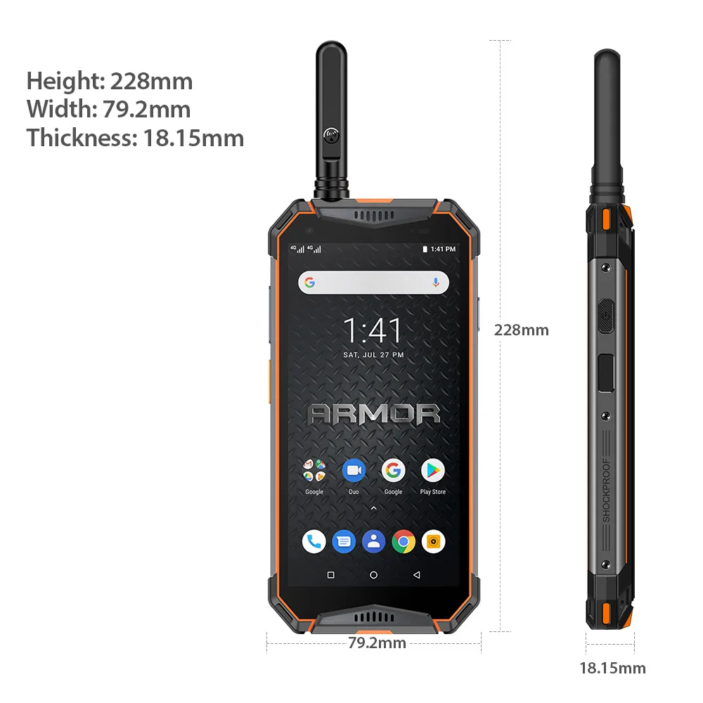 Рация Ulefone Armor 3WT повышенной яркости Android 9 0 6 ГБ 64 10300 мАч NFC 4G смартфон