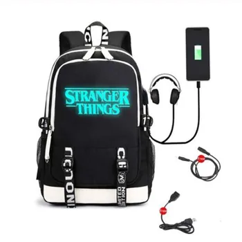 

Stranger Things Backpack multifunction USB charging for teenagers boys Student Girls School Bags travel Luminous Bag Laptop Pack