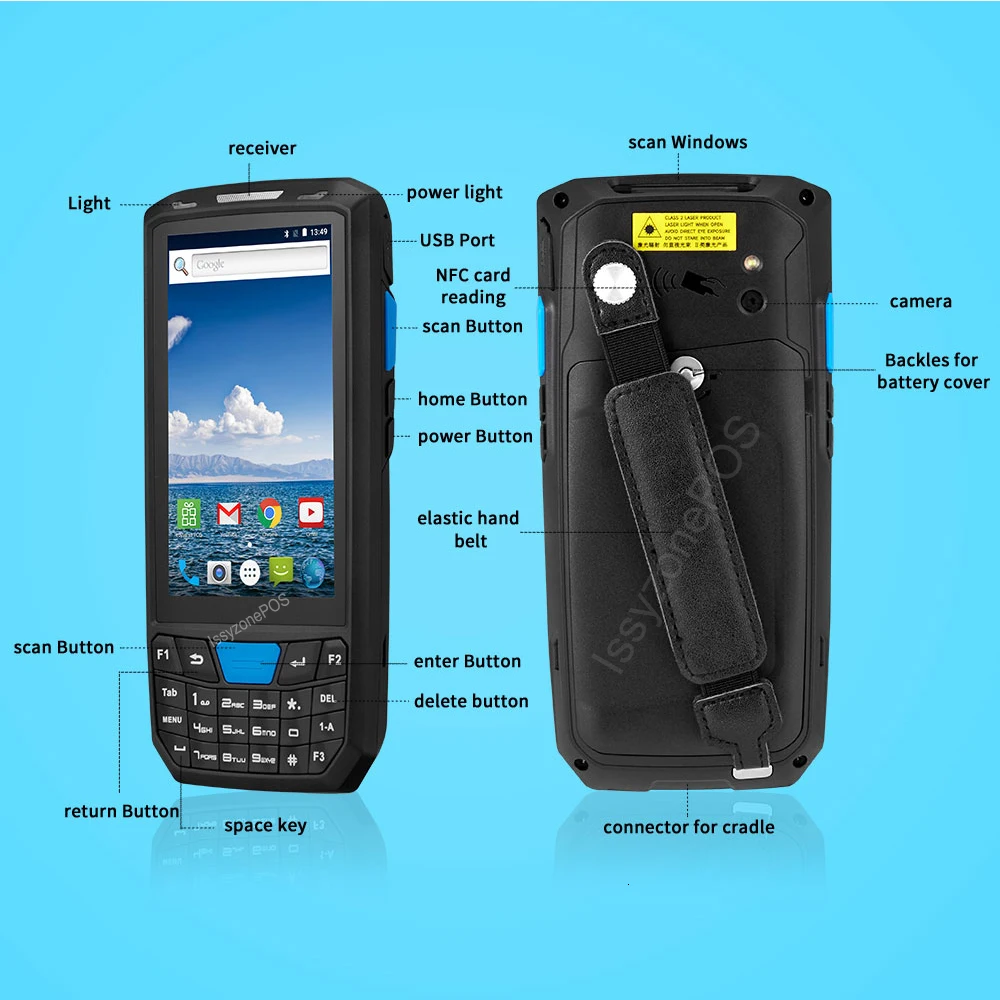 IssyzonePOS портативный КПК Android 8,1 прочный pos-терминал 1D 2D сканер штрих-кода Wi-Fi 4G Bluetooth gps PDA считыватель штрих-кодов