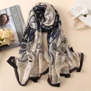 

Classic women silk scarf female scarves ladies beach wrap chiffon shawl sunscreen Paisley bandanna foulard muffler free shipping