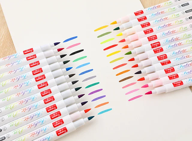 24 Colors Clothes Textile Marker Fabric Paint Pen DIY Crafts T