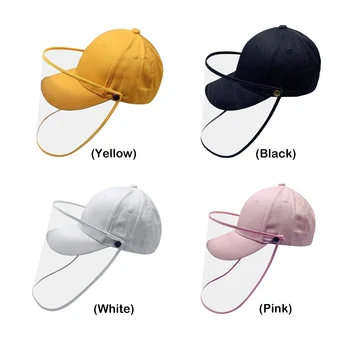 

Kids Pure Color Sun Shield Mask Baseball Cap Children Anti-Saliva Splash Protective Face Cover Caps