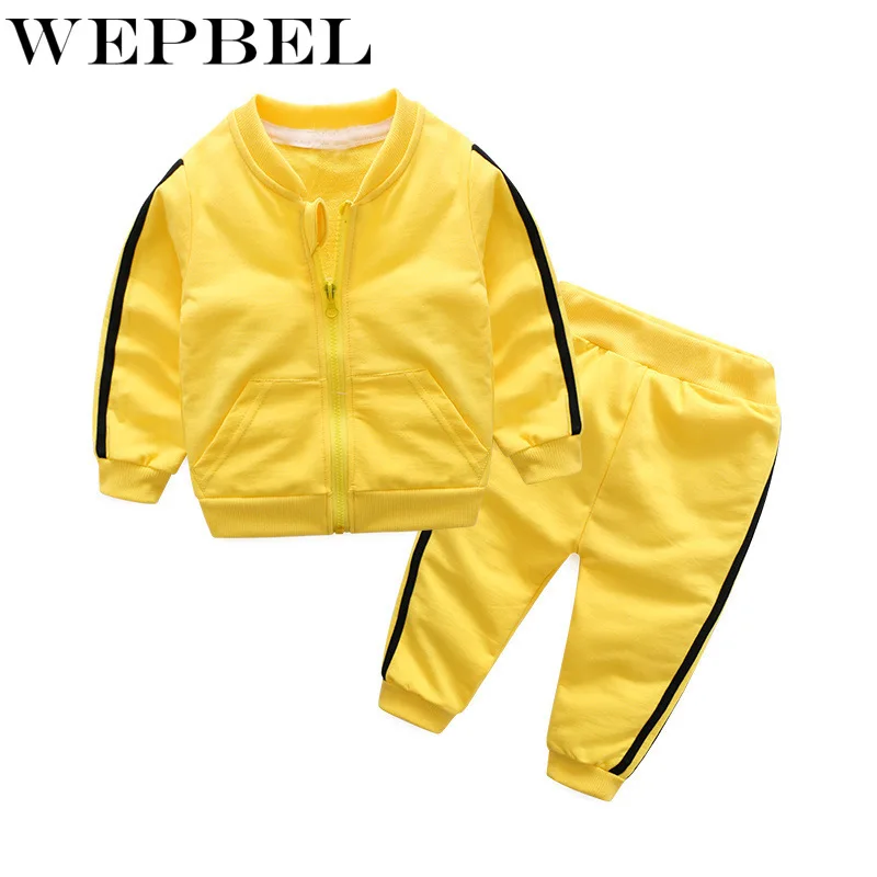 WEPBEL/комплекты одежды для новорожденных мальчиков и девочек, одежда с длинными рукавами для мальчиков, пальто на молнии+ штаны, спортивный костюм из 2 предметов, повседневный комплект для малышей