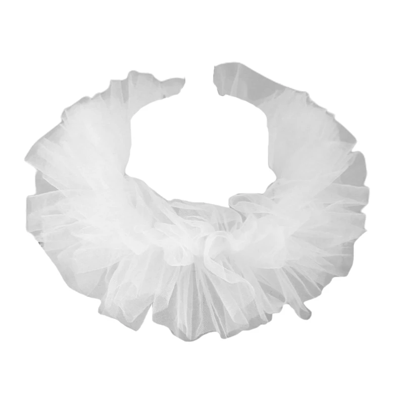 

652F Women Tulle Fluffy Ruffled Fake Collar Layered Mesh Cosplay Costume Clown Choker