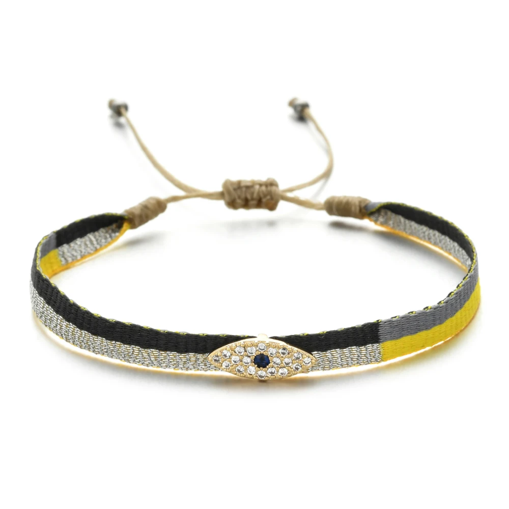 ZMZY Bohemian Handmade Woven Drawstring Ethic Bracelets for Women Evil Eye Charm Rhinestone Crystal Bracelet Femme Gift - Image 6