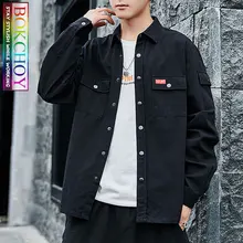 Винтажная Мужская рубашка, Новая мода, длинный рукав, сплошной цвет, хлопок, стиль сафари, Bokchoy-оставайтесь стильными во время работы