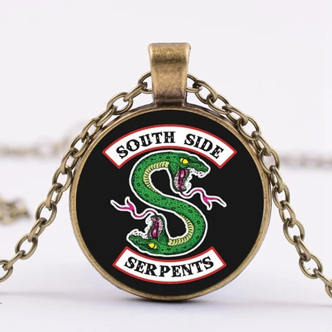 SONGDA тайны ривердейл кулон Цепочки и ожерелья "South Side serpents" поп-стекло, кабошон, Серебро Бронза цепь ручной работы в стиле панк ювелирные изделия - Окраска металла: Style 2
