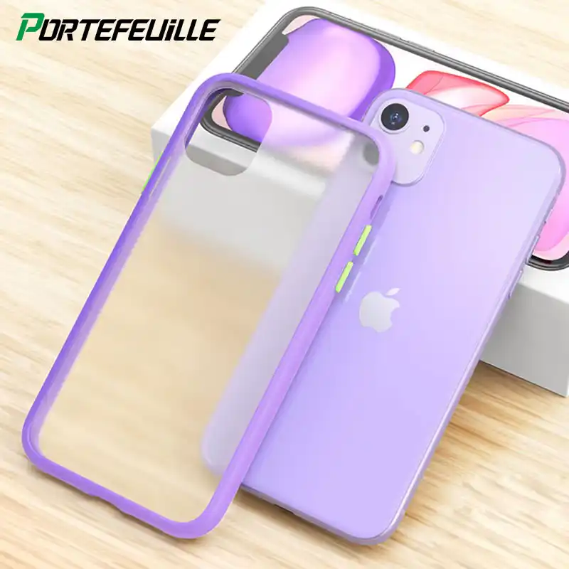 Matte Phone Case For Iphone 11 Pro Max X Xs Xr 8 Plus 7 6 6s Se 2 Se2 Iphone11 Silicone Shockproof Cover Purple Accessories Phone Case Covers Aliexpress