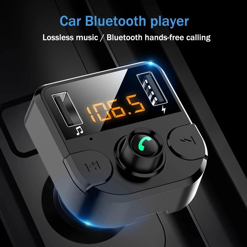 Car MP3 Player Wireless FM Transmitter Bluetooth 5.0 Car Kit Handsfree Calling A2DP Music Playing 2.1A 1A Dual USB Charger