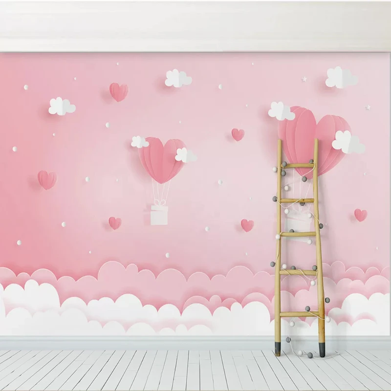 Custom 3d Photo Wallpaper Pink Clouds Princess Children Room Girls Bedroom Background Decoration Mural Wallpaper For Kids Room Wallpapers Aliexpress