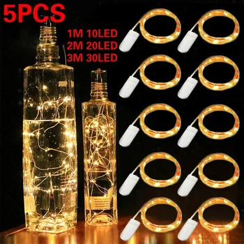 

1/3/5 Pack LED Garlands Holiday String Lighting CR2032 Button Battery Copper Wire Fairy Lights For Christmas Decoration For Home