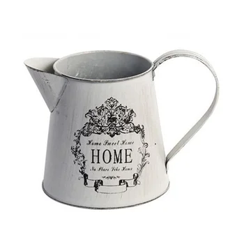 

1pc Iron Kettle Flower Pot Dried Flower Iron Kettle Home Decorative Water Kettle Water Container for Flower Watering (Light Grey