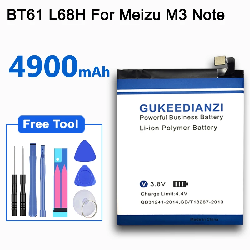

GUKEEDIANZI 3.85V 4900mAh BT61 For L Version M3 Note / L681 / L681H / L681C / L681M / L681Q Battery + Power Bank