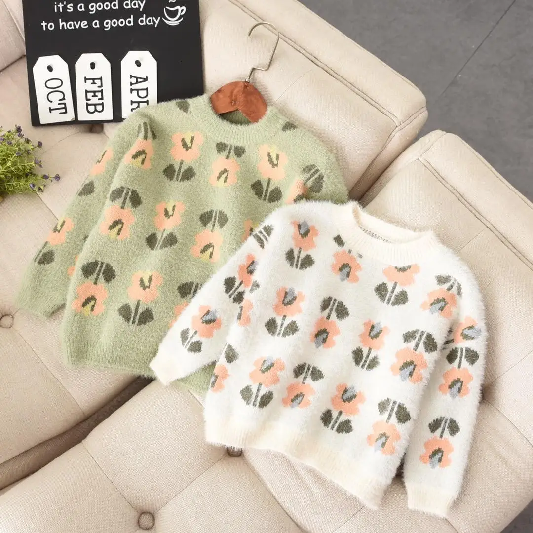 

2019 New Girls Round Neck Sweater Children's Long Sleeve Sweater