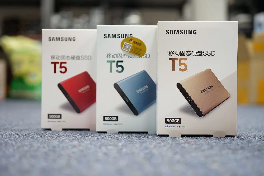 Samsung портативный ПК T5 SSD 250GB 500GB 250G 500G Внешние твердотельные накопители SSD USB 3,1 T5 1 ТБ 2 ТБ