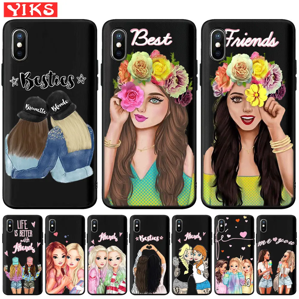 

Girls Best Friends Forever Phone Case For iPhone X XR XS Max 8 7 6 6S Plus 5 5S SE Besties Matte Printed Cover Fundas Etui Coque