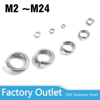 

304 Stainless Steel Screw Spring Washers M2 M2.5 M3 M4 M5 M6 M8 M10 M12 M14 M16 M18 M20 M22 M24 Washers for Bolt Fasteners